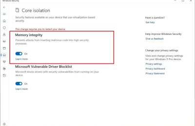 Fix Memory Integrity on Windows 11